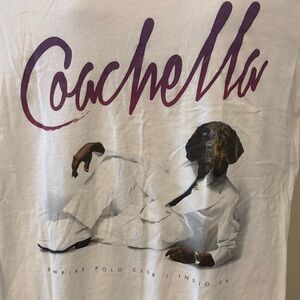 Coachella Empire Polo Club Indigo California Dog Graphic Tee Shirt White Large